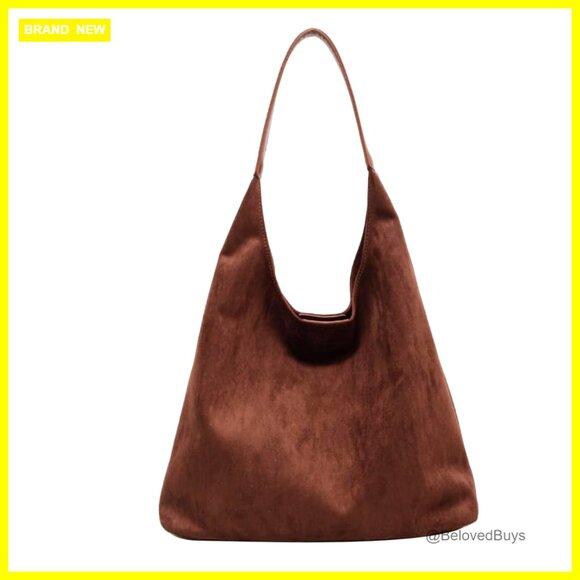 Handbags - Large Faux Suede Hobo Tote Bag for Women Office Everyday Use